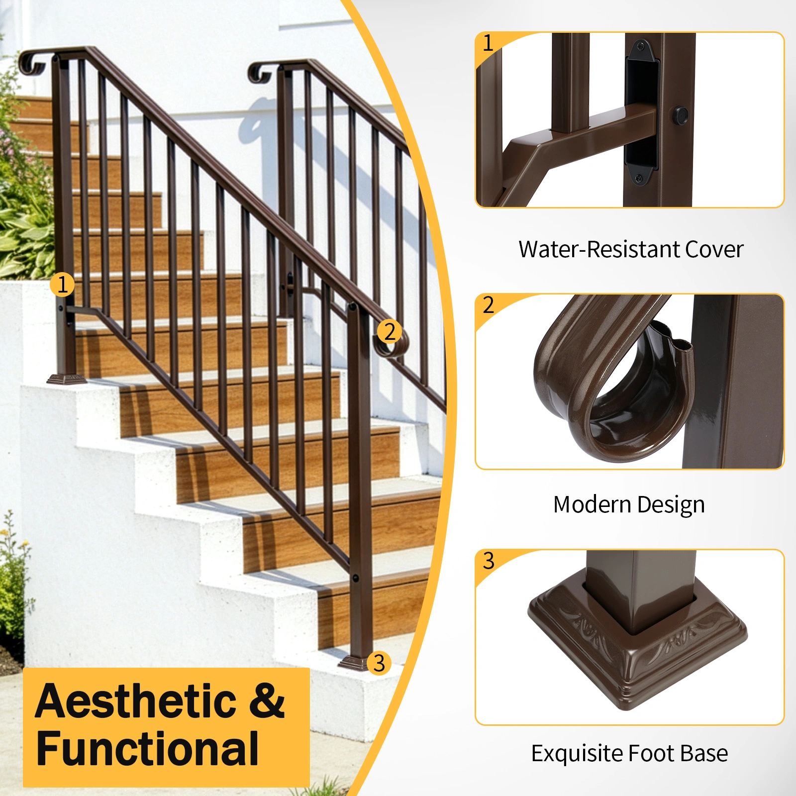 Outdoor 4 Level Iron Handrail Copper view 8