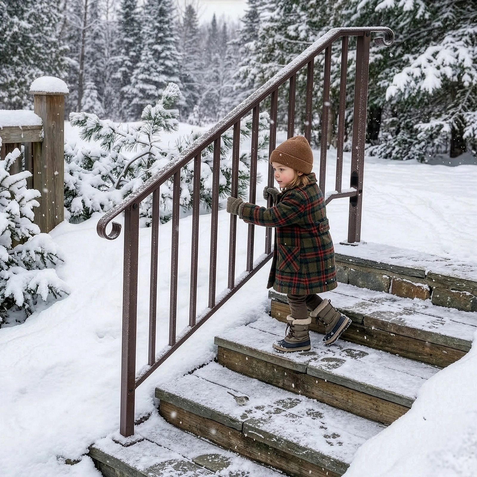 Outdoor 4 Level Iron Handrail Copper view 9