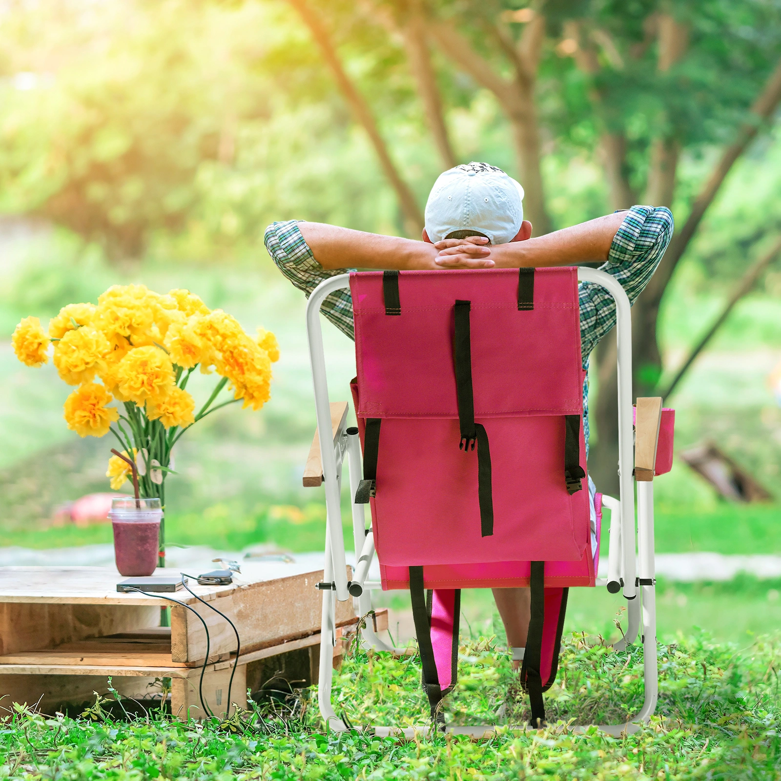 1 PC Barbie Pink Folding Beach Chair, 7.9 Inch Seat Height, 17.7 Inch Wide, 17.3 Inch Deep, Steel Tube Frame with Oxford Fabric, 120kg Load Capacity view 13