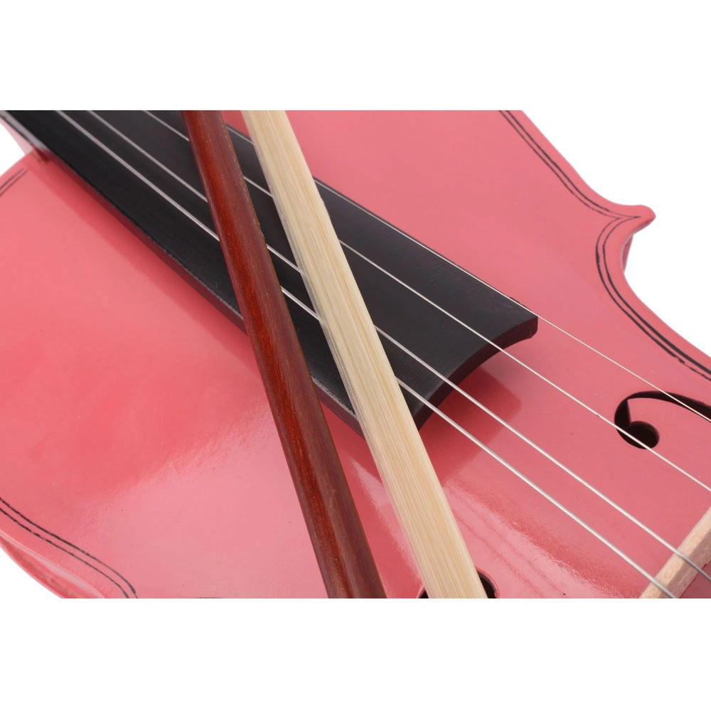 1/8 Size Acoustic Violin Case with Bow & Rosin, Pink Hard Shell Protective Case for Beginners, Includes Shoulder Strap & Accessories Pocket view 12