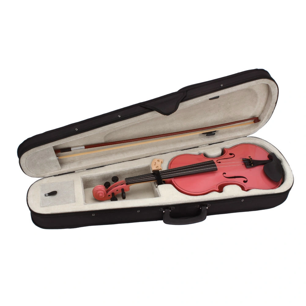 1/8 Size Acoustic Violin Case with Bow & Rosin, Pink Hard Shell Protective Case for Beginners, Includes Shoulder Strap & Accessories Pocket view 9