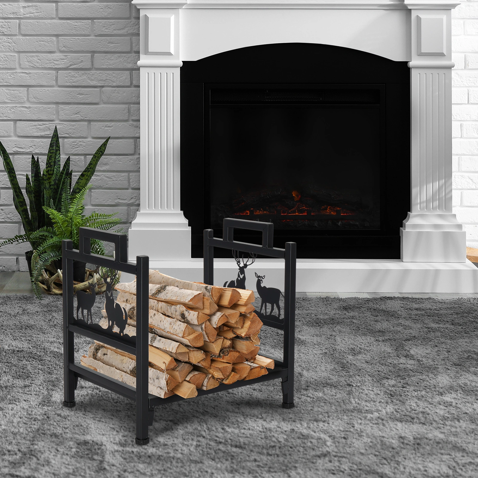Single Layer Firewood Holder With Animal Pattern view 14