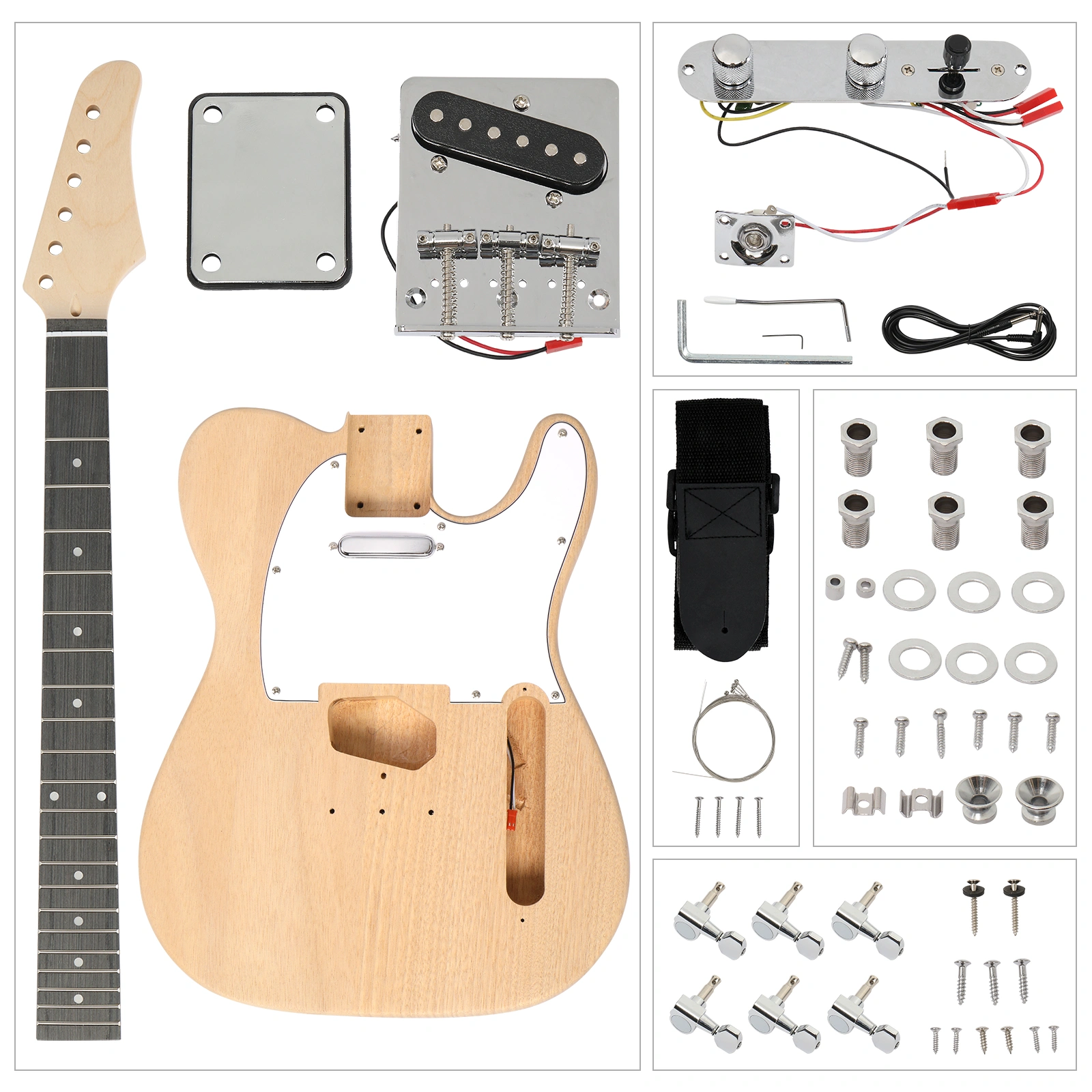 DIY 6 String TL Style Electric Guitar Kits with Mahogany Body, Maple Neck and Accessories view 7