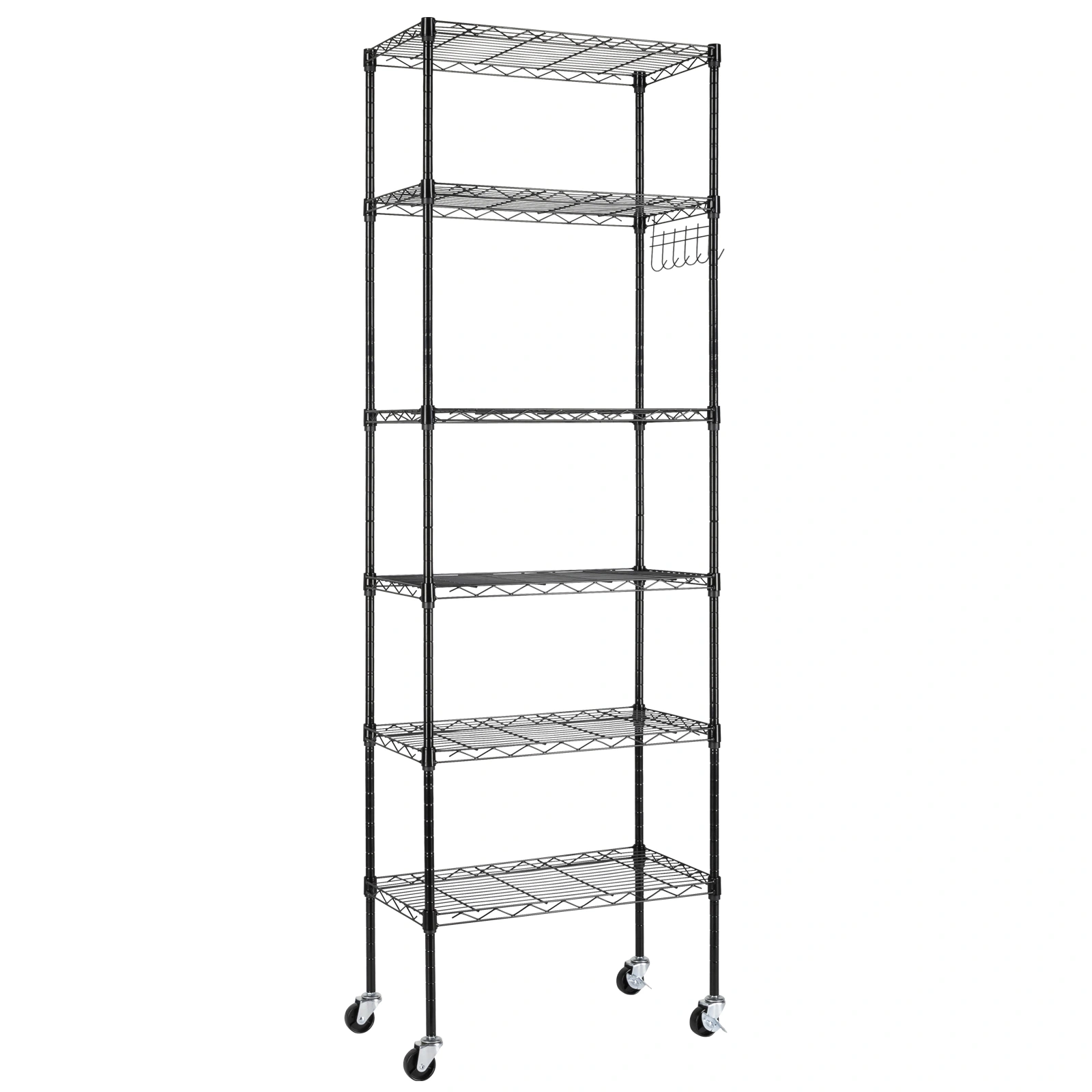 Replaceable assembly with wheels, floor mounted carbon steel storage rack, black view 11