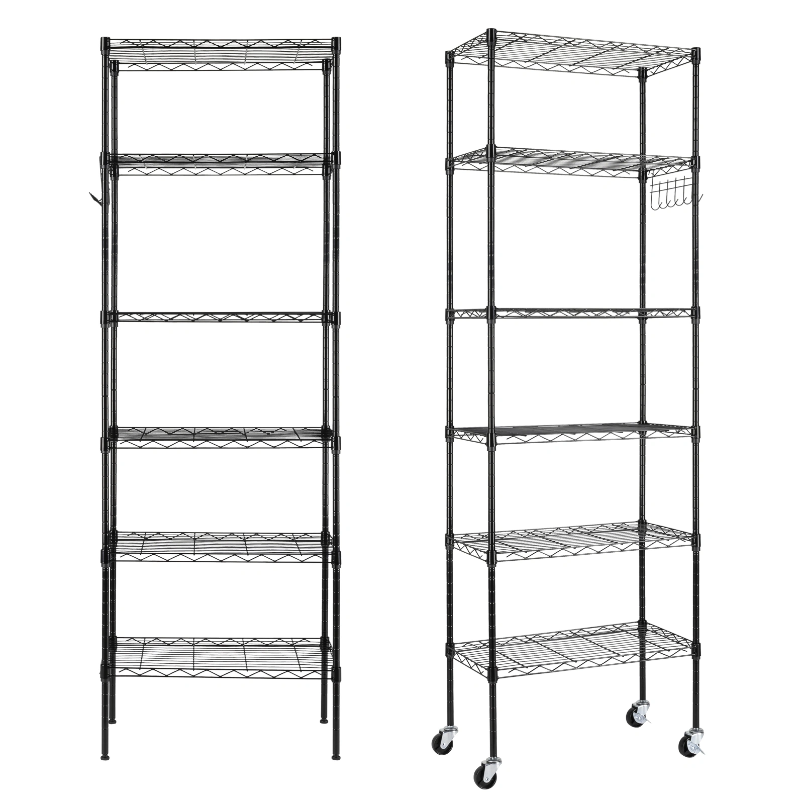 Replaceable assembly with wheels, floor mounted carbon steel storage rack, black view 12