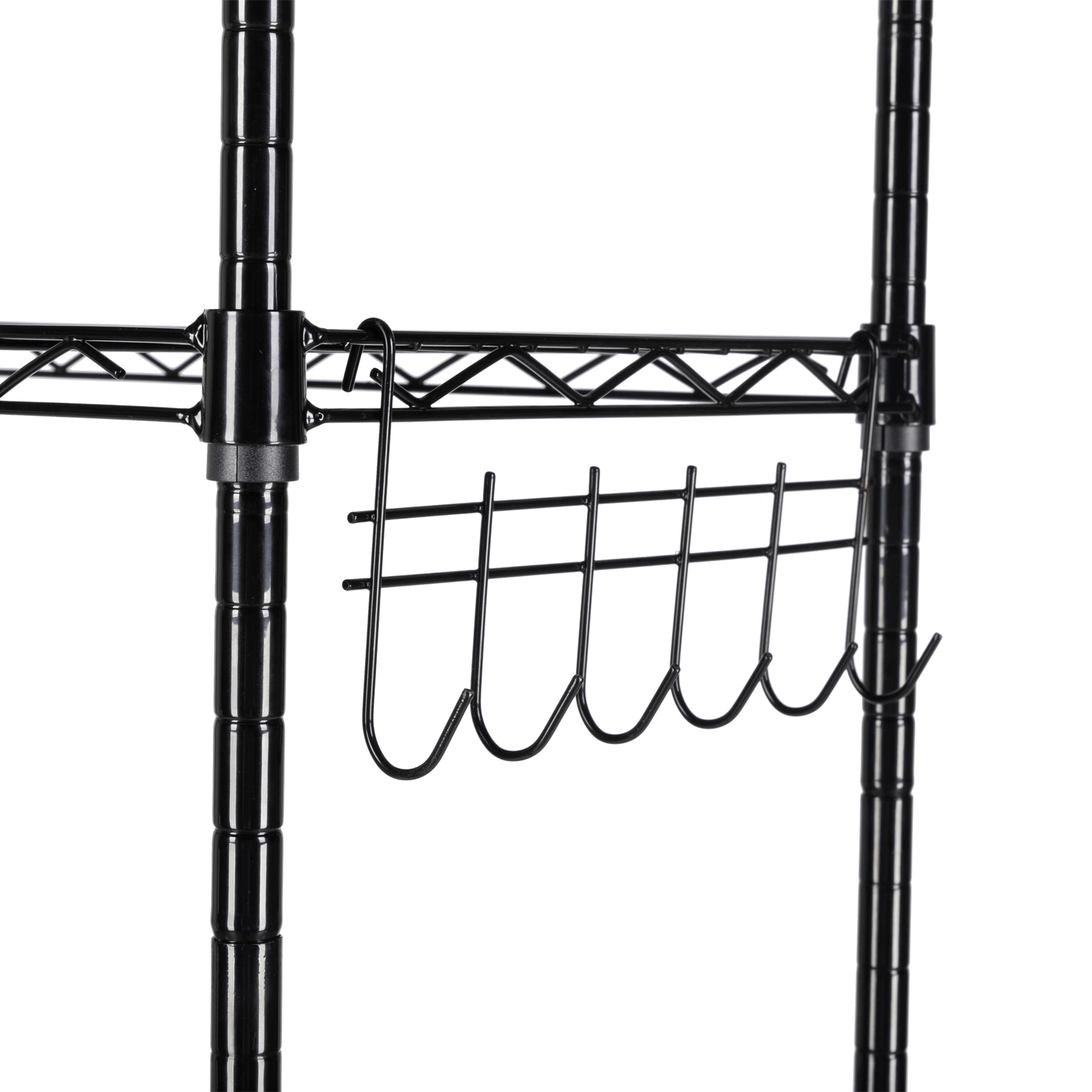 Replaceable assembly with wheels, floor mounted carbon steel storage rack, black view 13