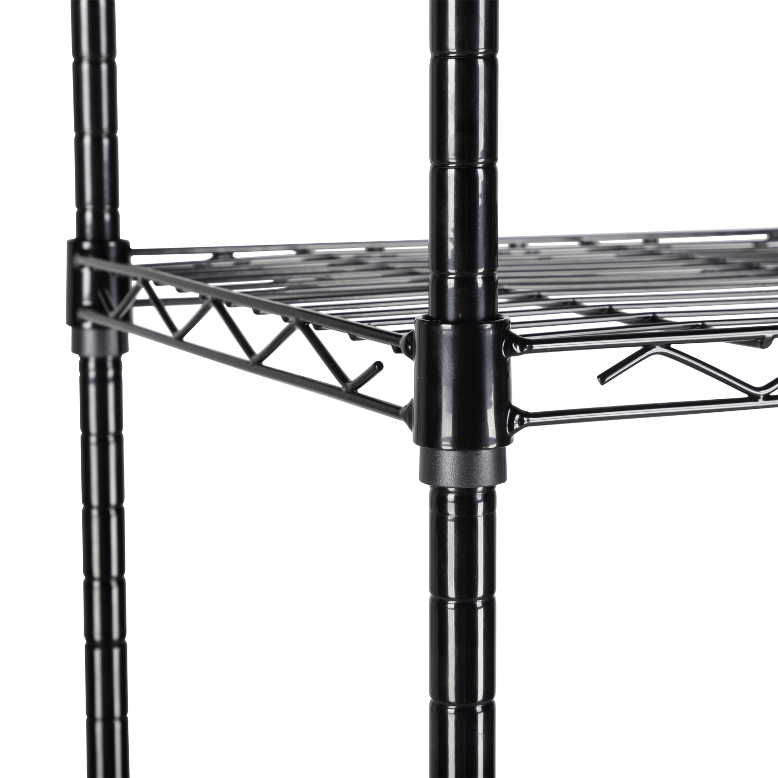 Replaceable assembly with wheels, floor mounted carbon steel storage rack, black view 14