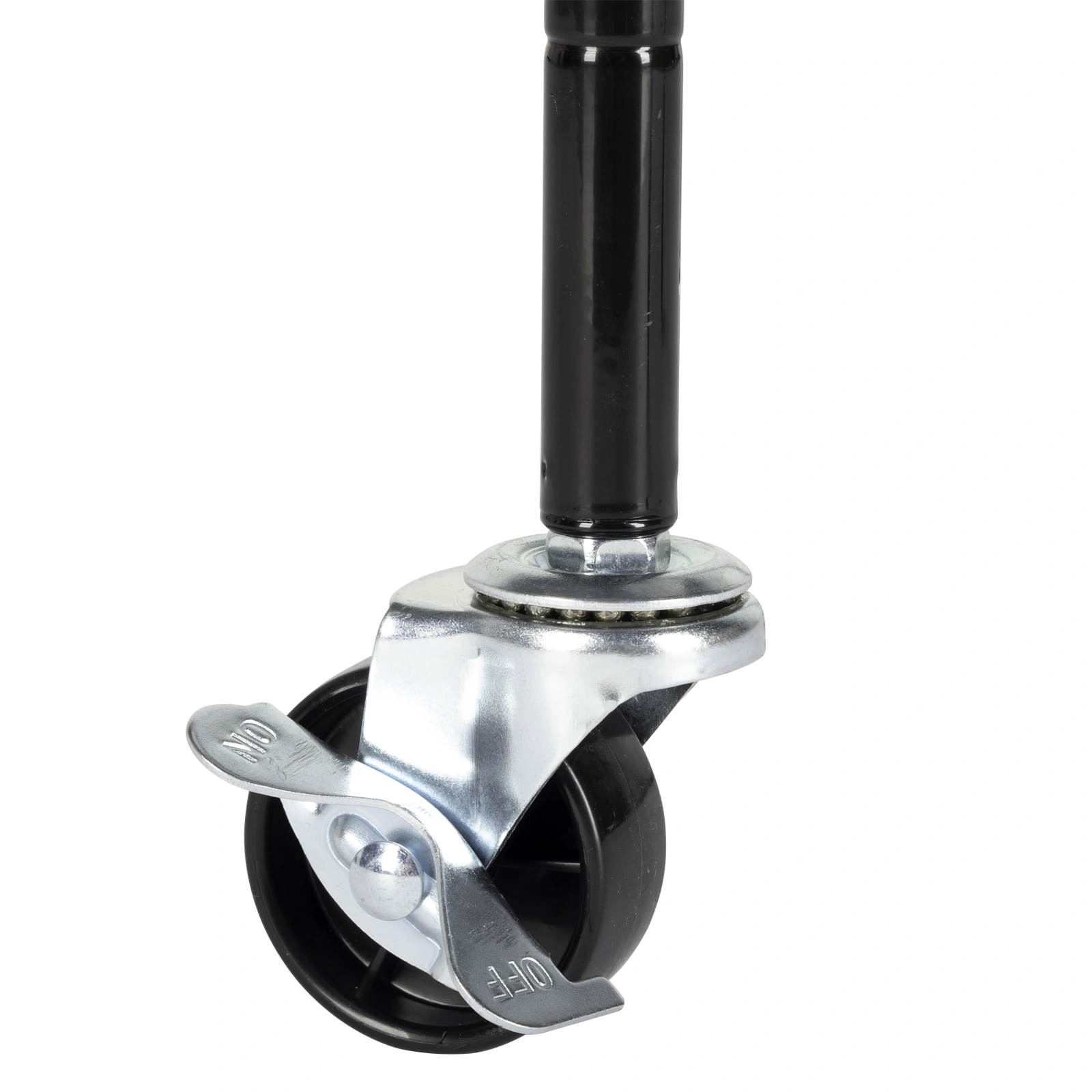 Replaceable assembly with wheels, floor mounted carbon steel storage rack, black view 16