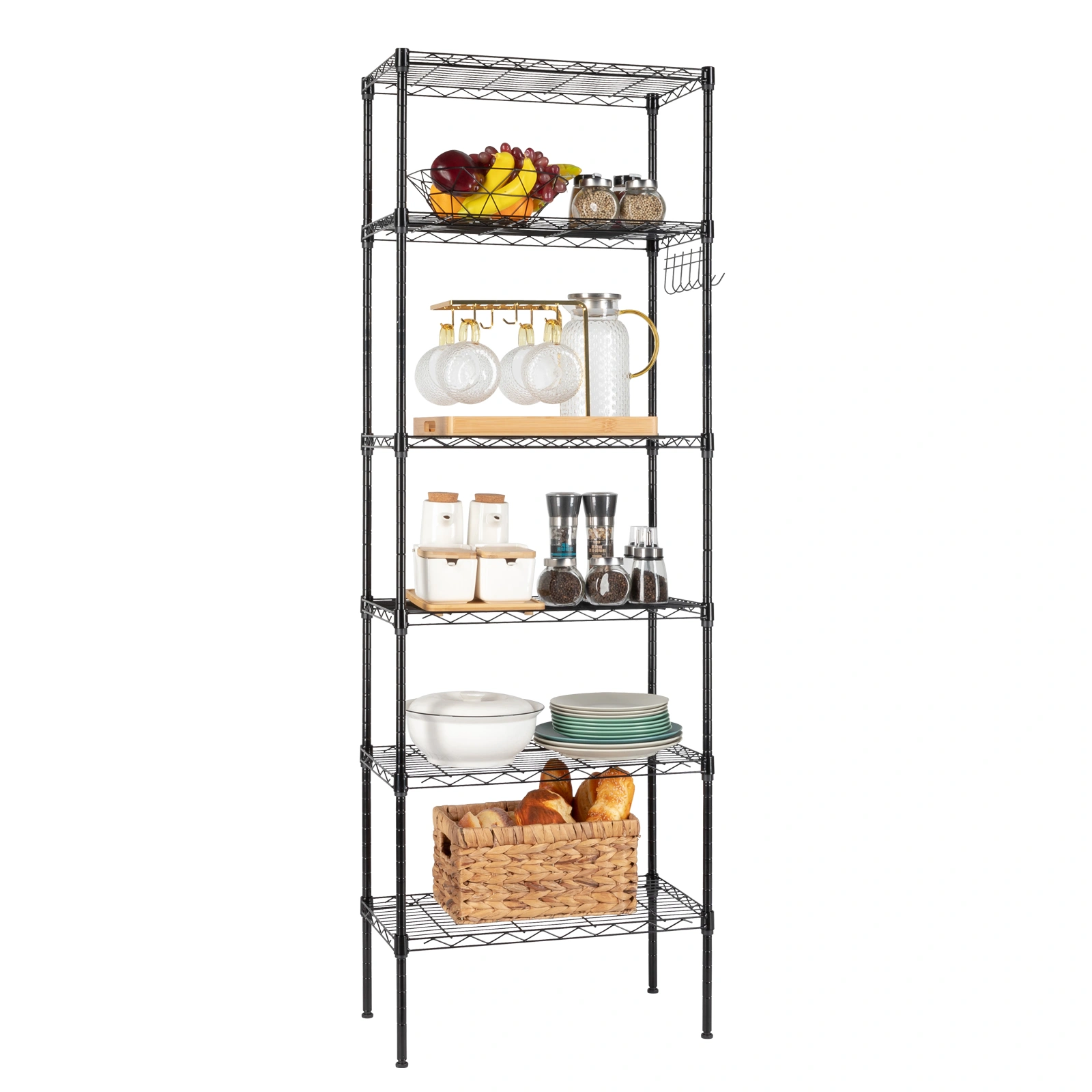 Replaceable assembly with wheels, floor mounted carbon steel storage rack, black view 4