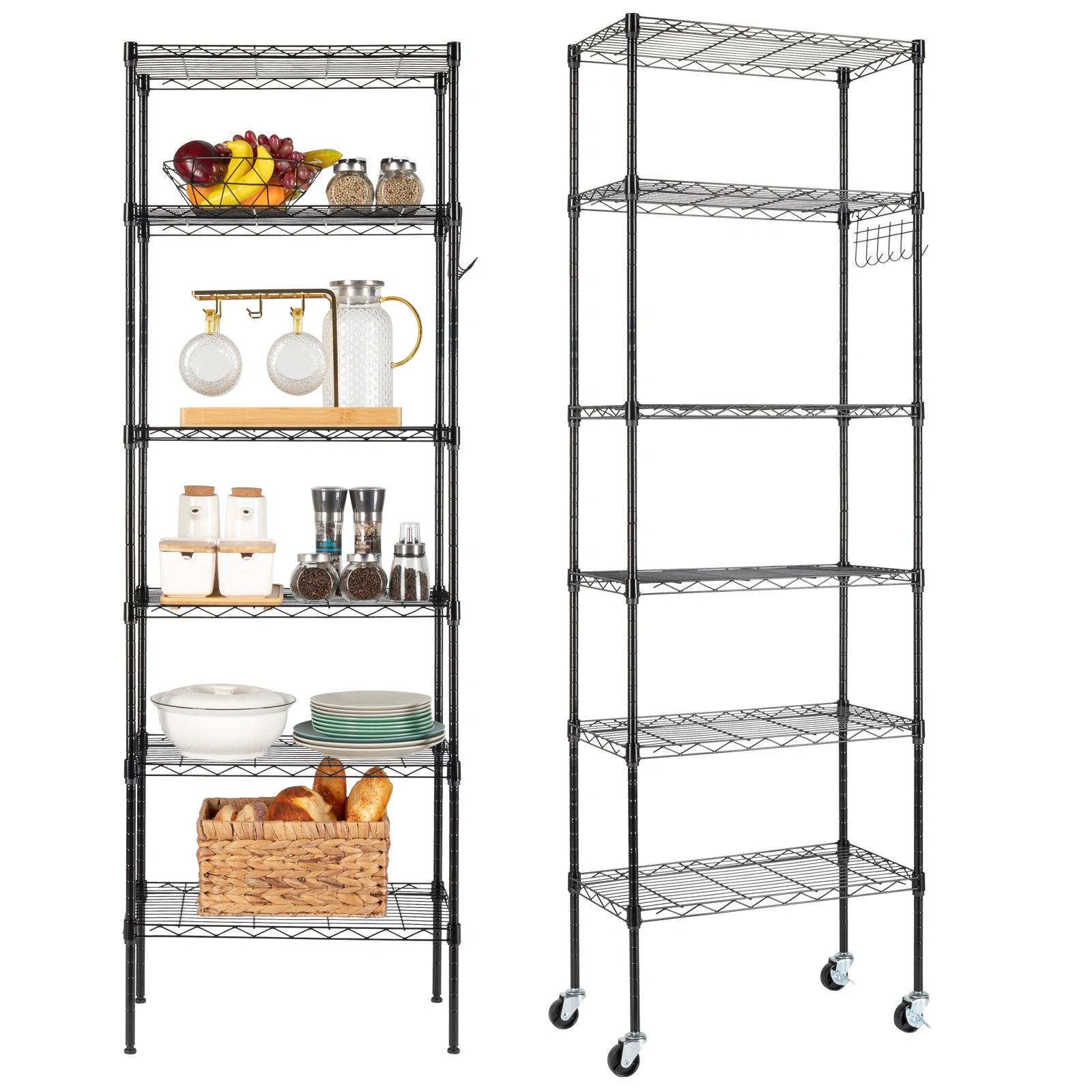 Replaceable assembly with wheels, floor mounted carbon steel storage rack, black view 7