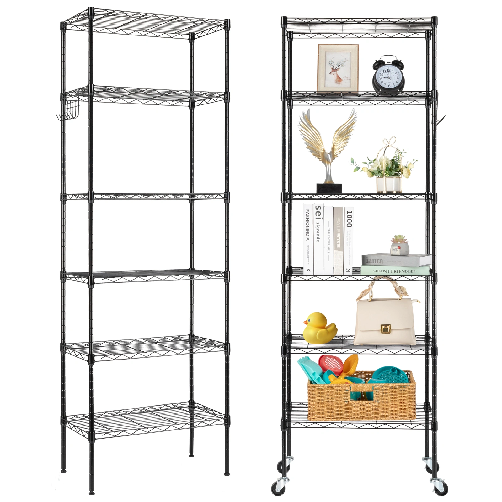 Replaceable assembly with wheels, floor mounted carbon steel storage rack, black view 8