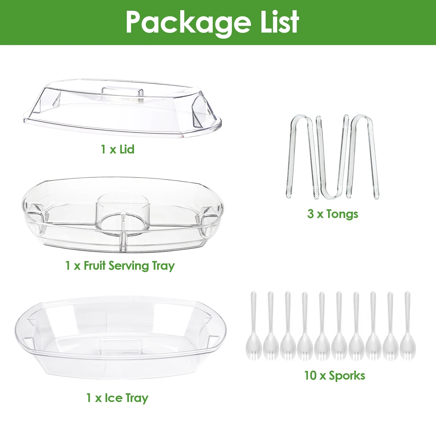 Fruit Ice Serving Tray Chilled Veggie Tray Shrimp Cocktail Serving Dish Appetizer Party Serving Platter Cold Food Buffet Server with Lid and 4 Compartments 3 Tongs 10 Sporks view 8