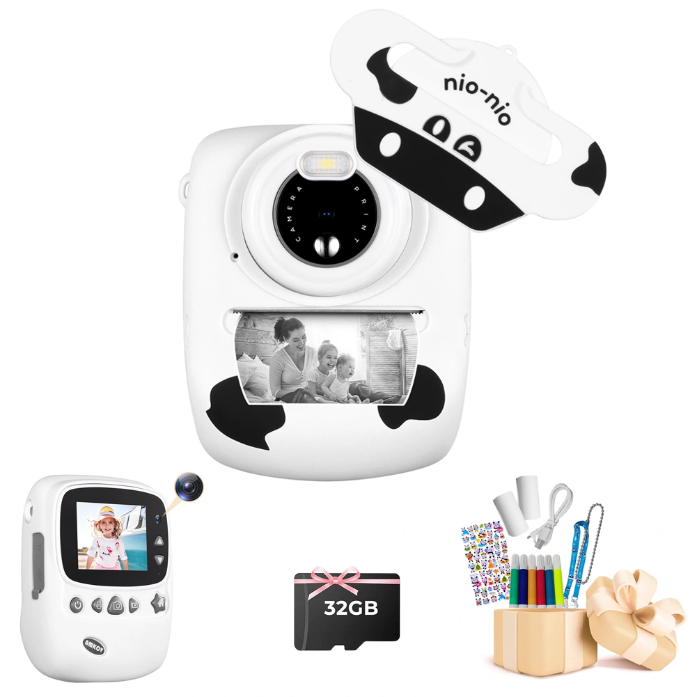 Kids Camera 30MP WiFi Instant 1080P Selfie Digital Camera 2.4 Inch 32GB TF Card White