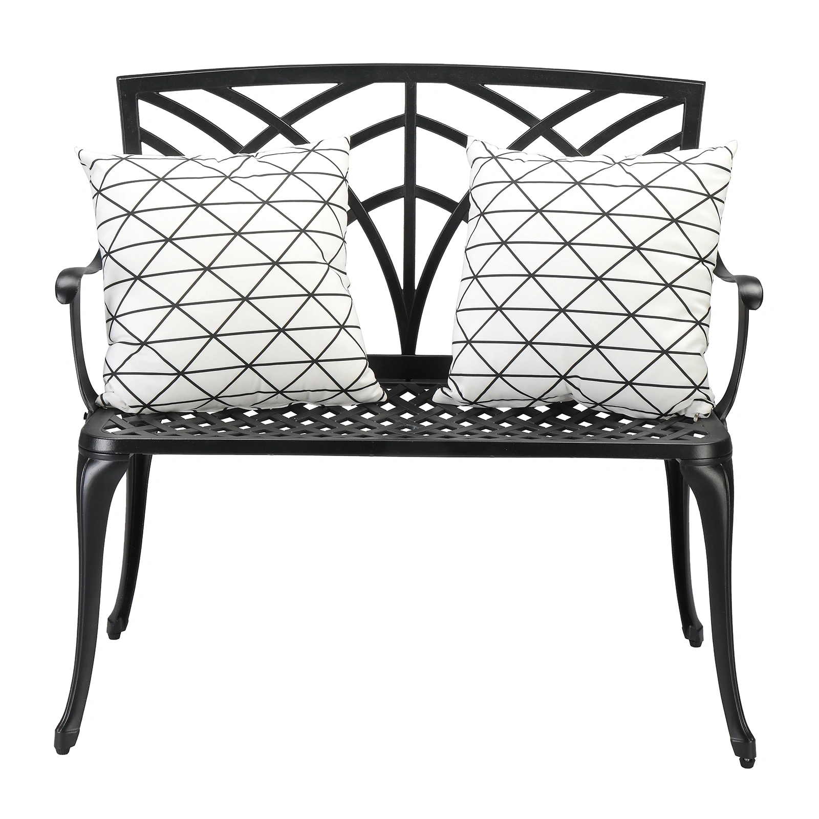 38in Outdoor Orchid Back Aluminum Bench Black view 10