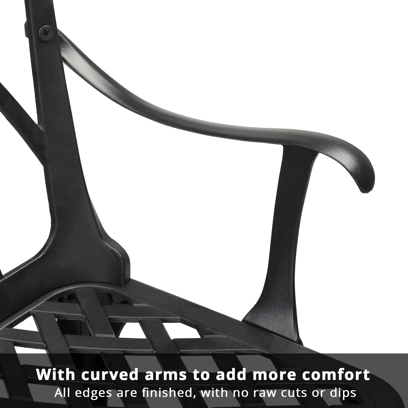 38in Outdoor Orchid Back Aluminum Bench Black view 16