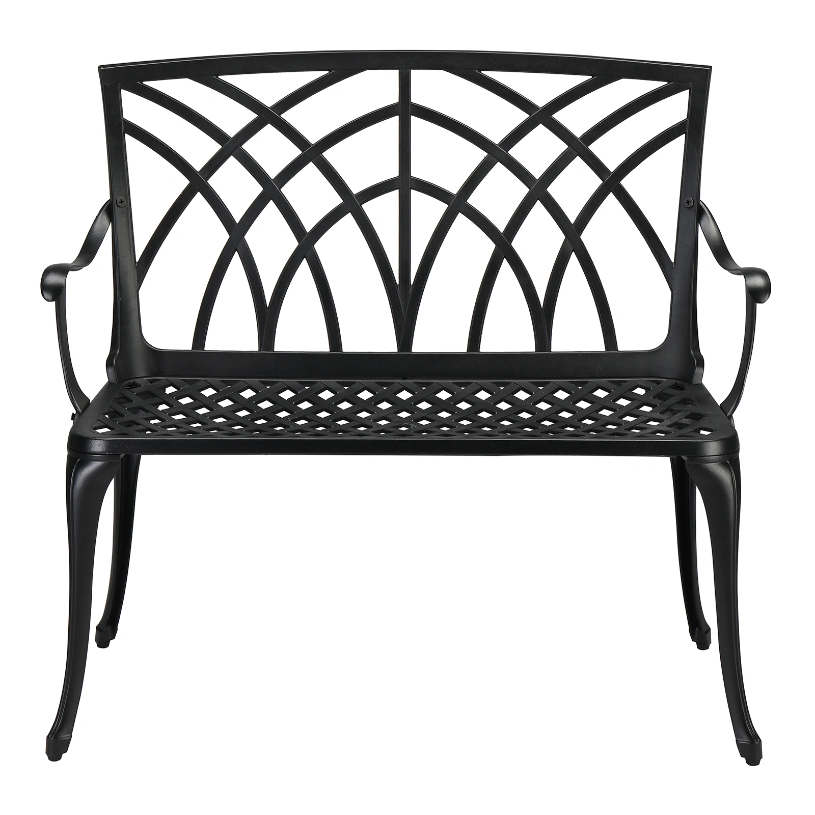 38in Outdoor Orchid Back Aluminum Bench Black view 6