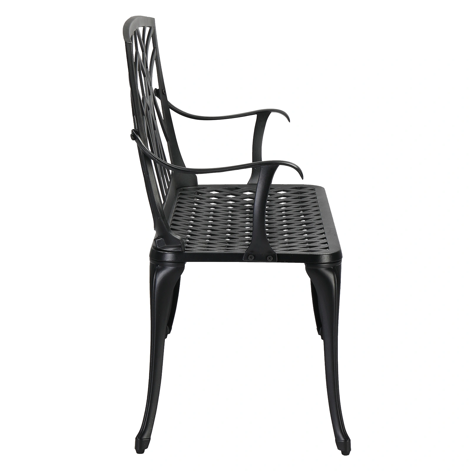 38in Outdoor Orchid Back Aluminum Bench Black view 8