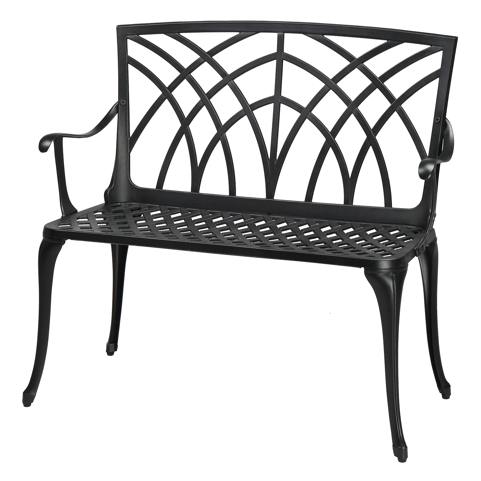 38in Outdoor Orchid Back Aluminum Bench Black view 9