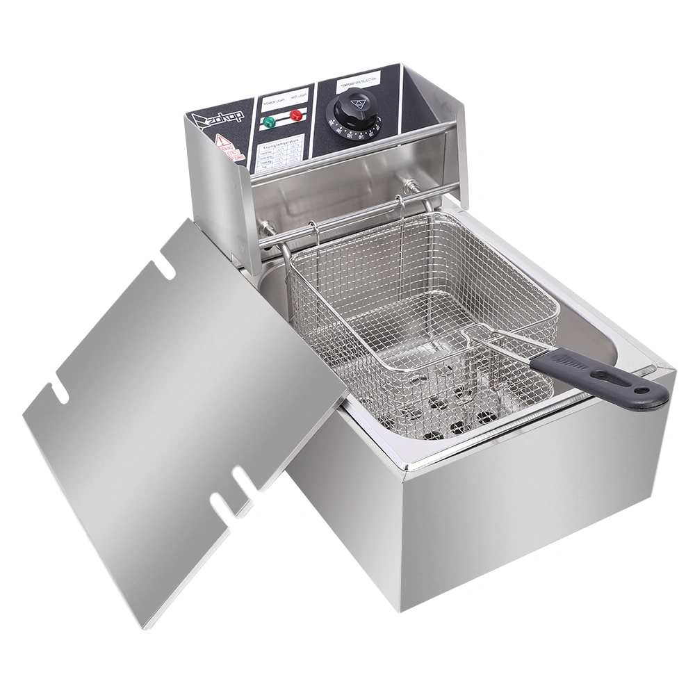 EH81 2500W Electric Deep Fryer 6.3QT 6L Stainless Steel Single Tank 220-240V UK Plug view 3