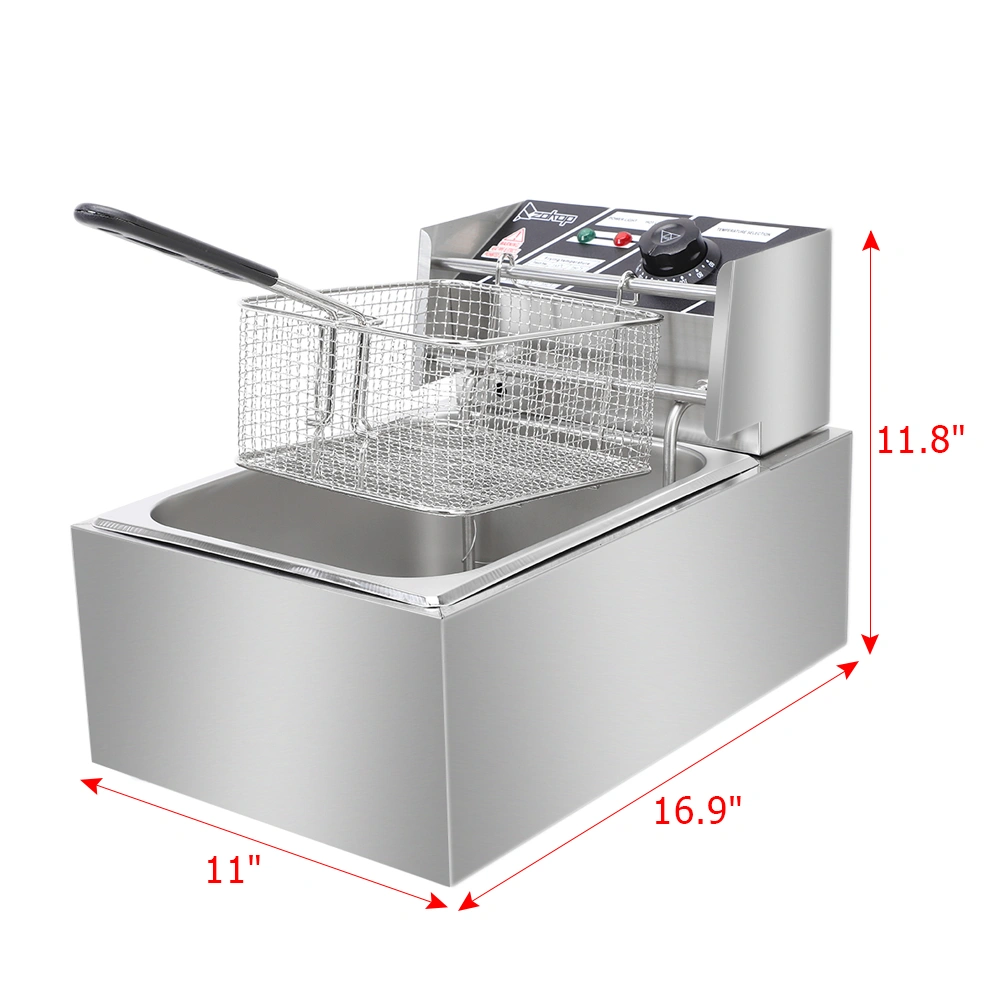 EH81 2500W Electric Deep Fryer 6.3QT 6L Stainless Steel Single Tank 220-240V UK Plug view 5