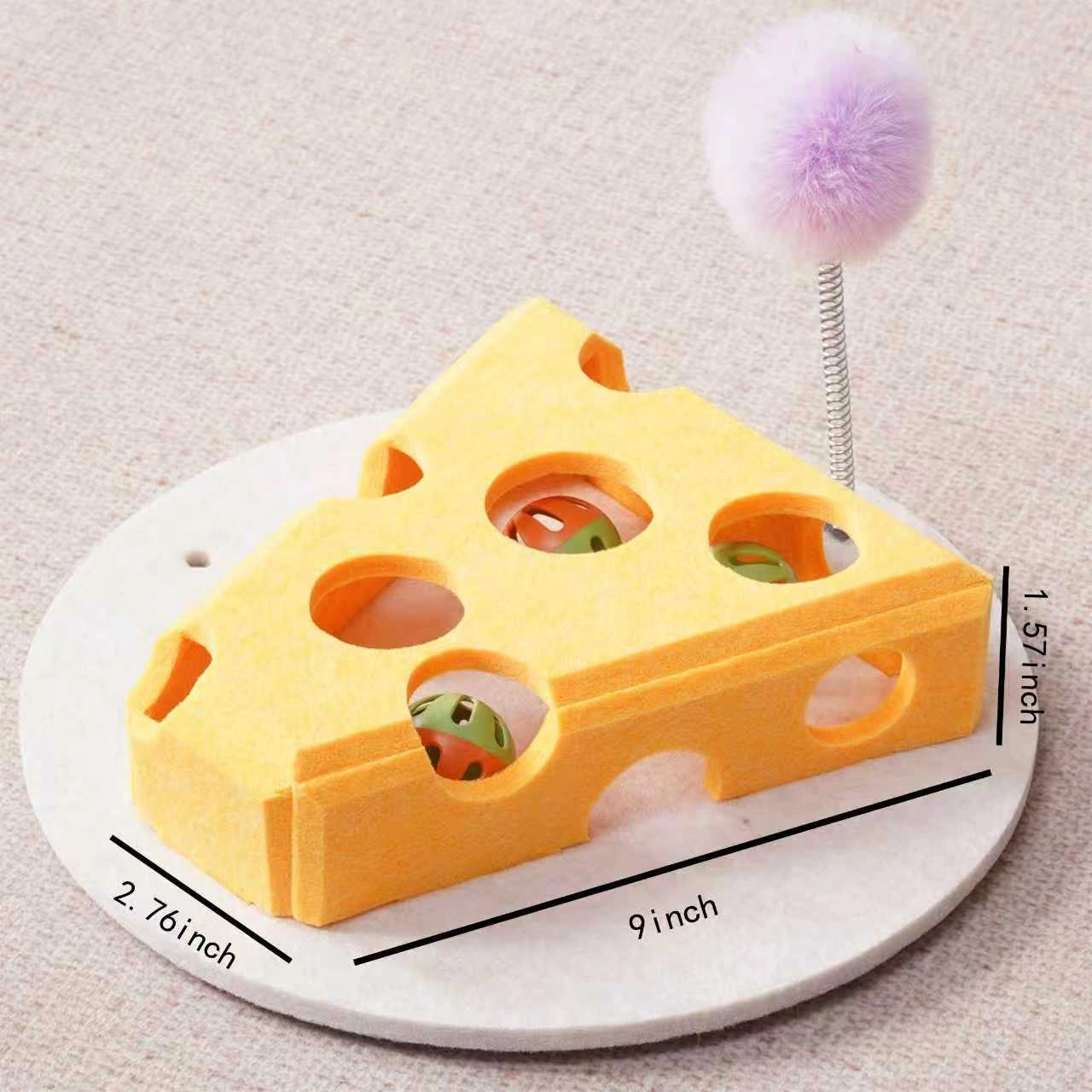 Eco-Friendly Cat Scratcher Toy with Interactive Balls KittenLounge Furniture Protector Multipurpose Cats Play Board forPlaying Clawing Square Design Green & Yellow Felt SisalMaterial Compact Size 30cm view 2