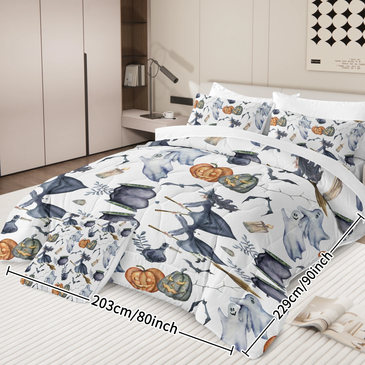 Halloween Comforter Set 8 Piece Bed in a Bag, Witch Pattern Queen Size - 1 Comforter, 2 view 9