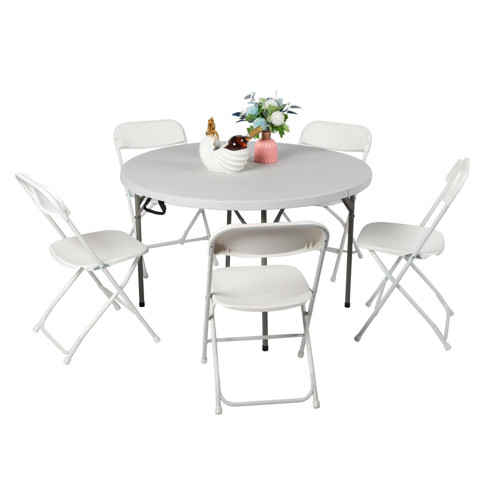 48inch Round Folding Table Outdoor Folding Utility Table White view 17
