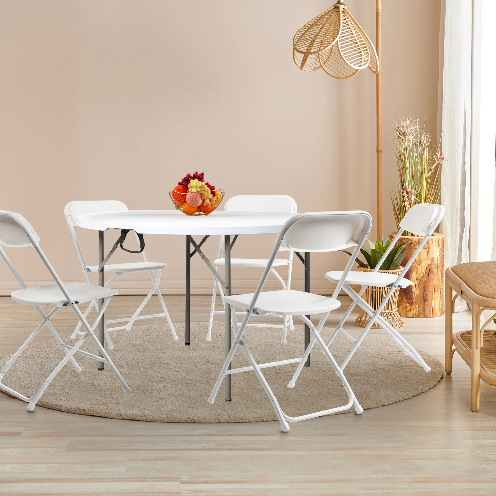 48inch Round Folding Table Outdoor Folding Utility Table White view 30