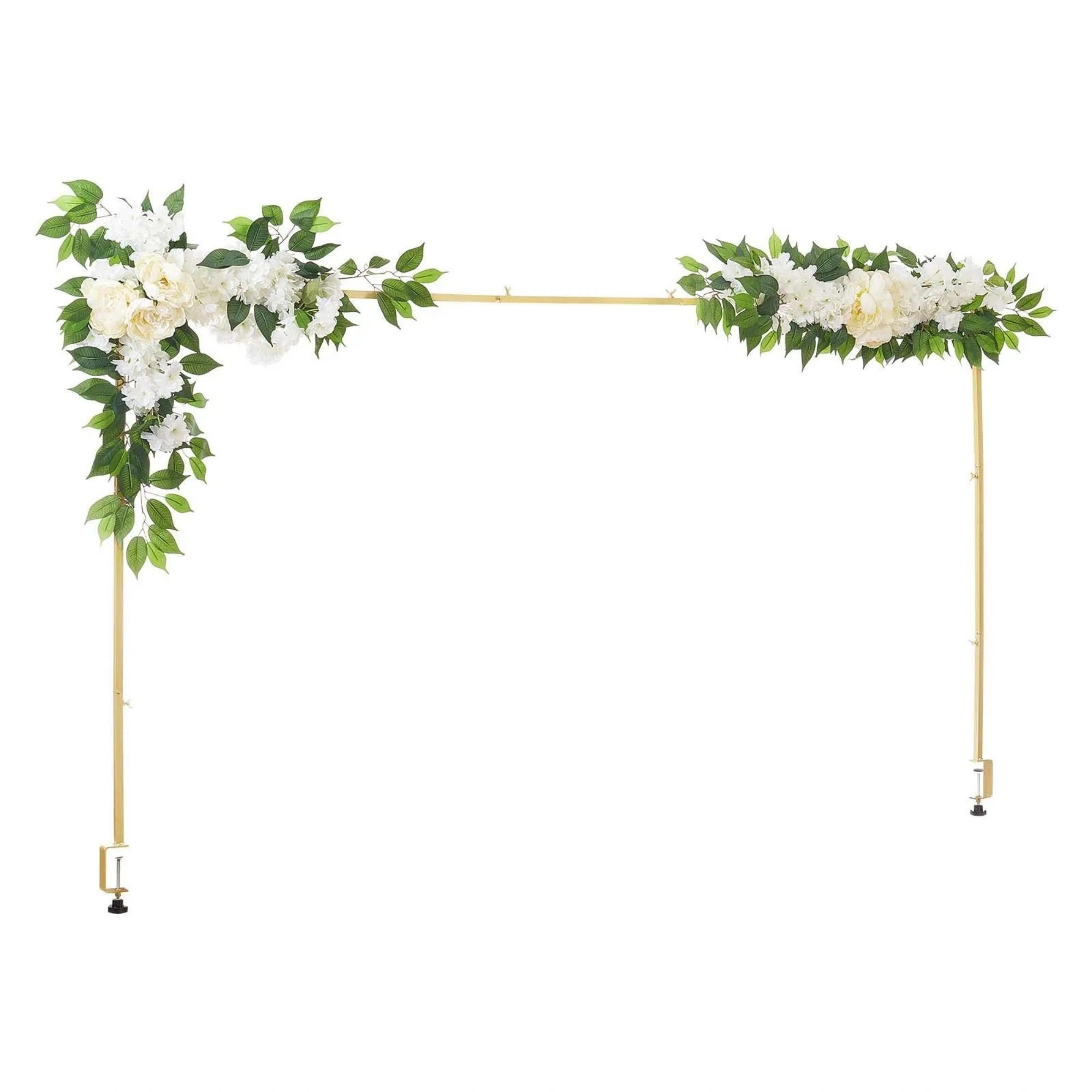 Gold Over Table Balloon Arch Stand 28"-98"L x 13"-42"H Adjustable Table Rod with Clamps & Floral Accessories for Wedding Birthday Party Christmas Decor view 2