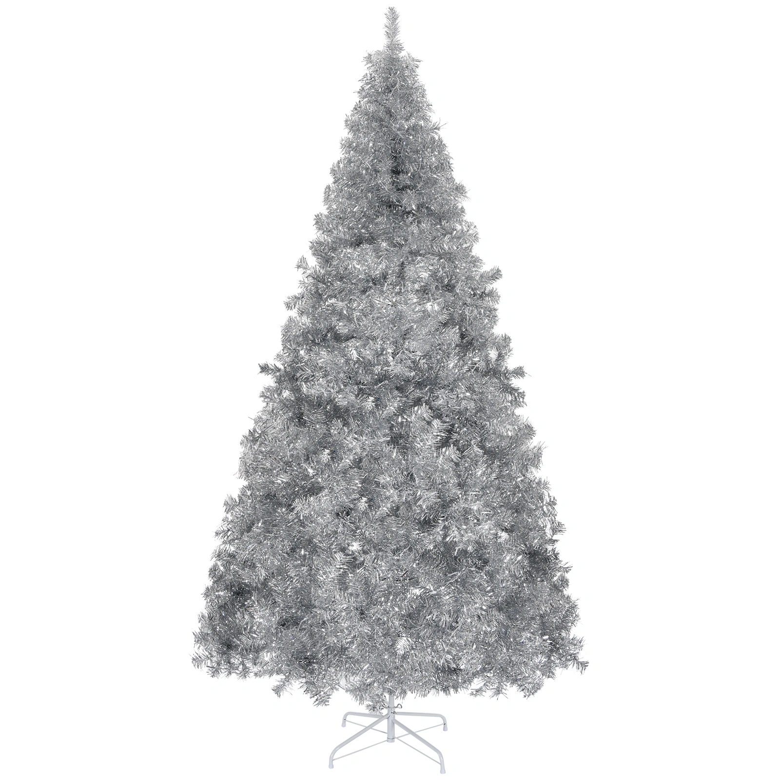 6 FT Artificial Christmas Tree, 800 Branch Tips, Unlit Pine Christmas Tree with Sturdy Metal Stand, Full Pre-Lit Holiday Tree for Home Office Party Decor, Silver