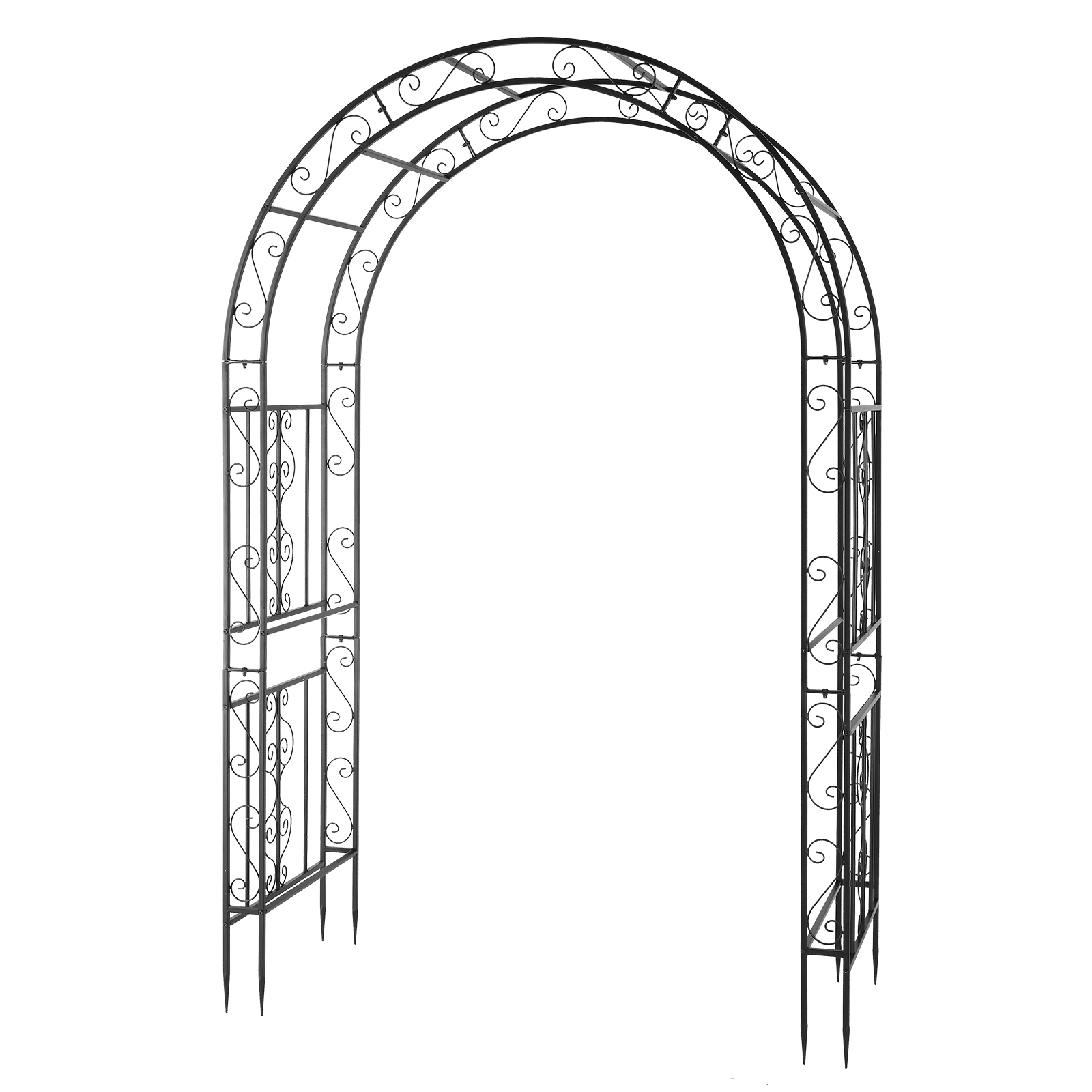 134*59*213cm Double Layer Iron Art Arc Top Iron Arch Black view 10