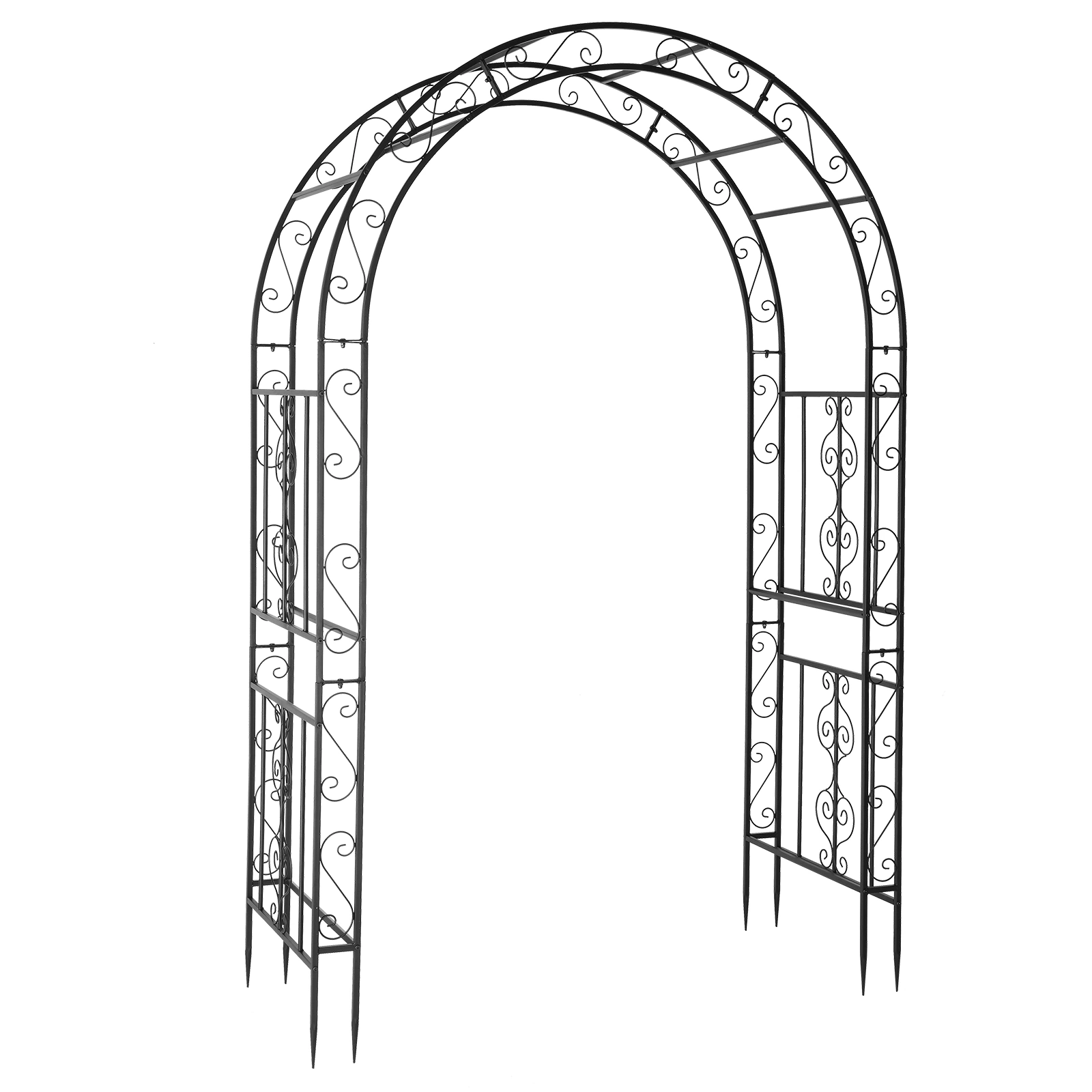 134*59*213cm Double Layer Iron Art Arc Top Iron Arch Black view 11