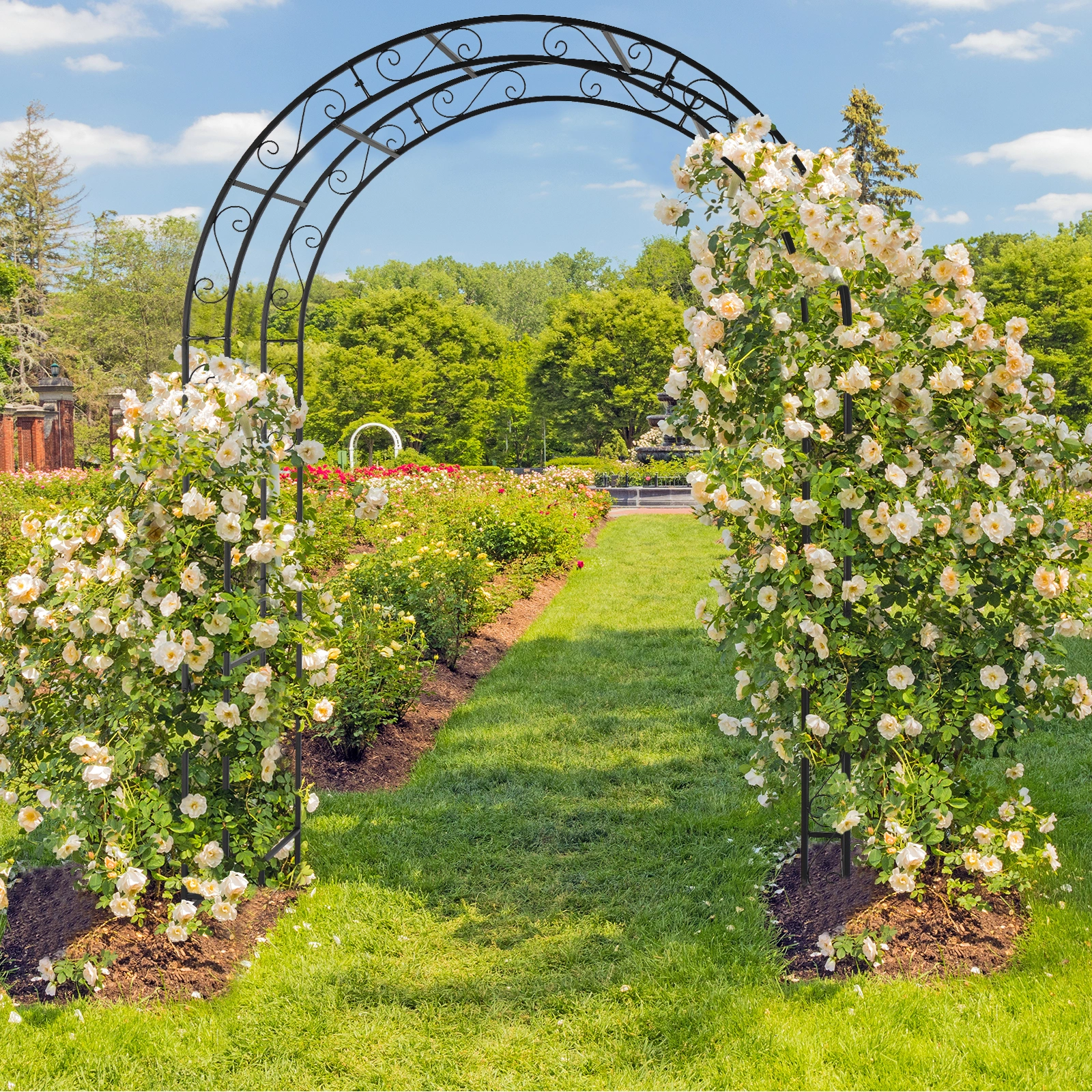 134*59*213cm Double Layer Iron Art Arc Top Iron Arch Black view 13