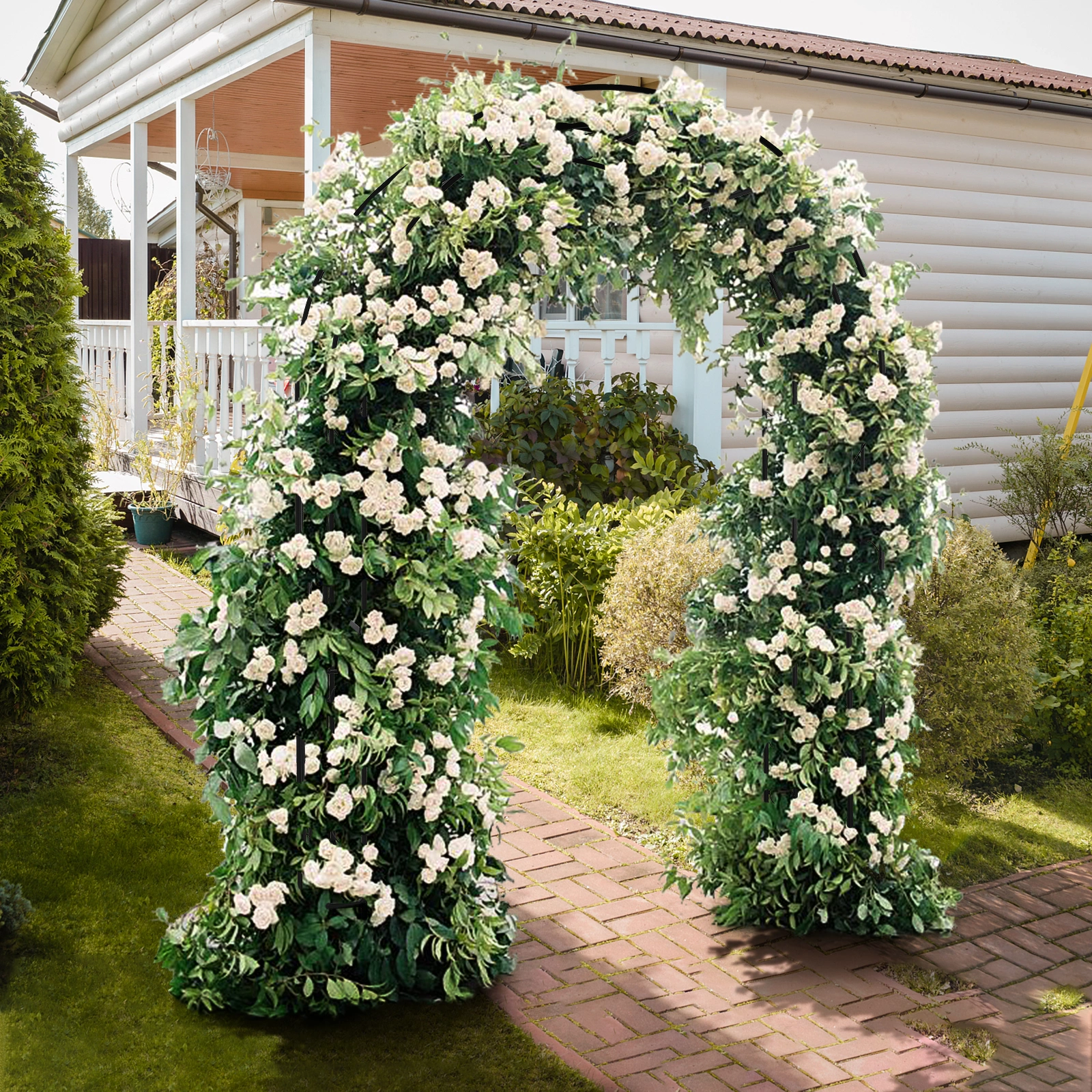 134*59*213cm Double Layer Iron Art Arc Top Iron Arch Black view 19