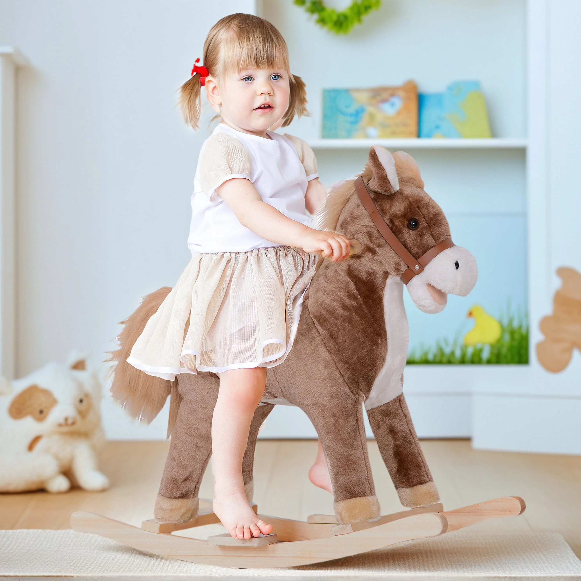 Kids Rocking Horse for Toddlers - Wooden Ride-On Rocking Toy with Soft Padding