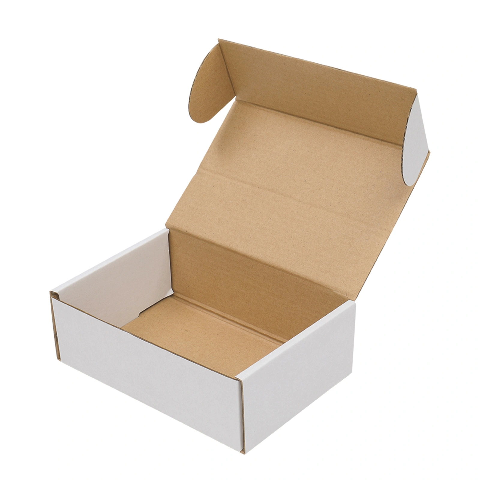 50 Corrugated Paper Boxes 6x4x2 "(15.2 * 10 * 5cm) White Outside and Yellow Inside view 6