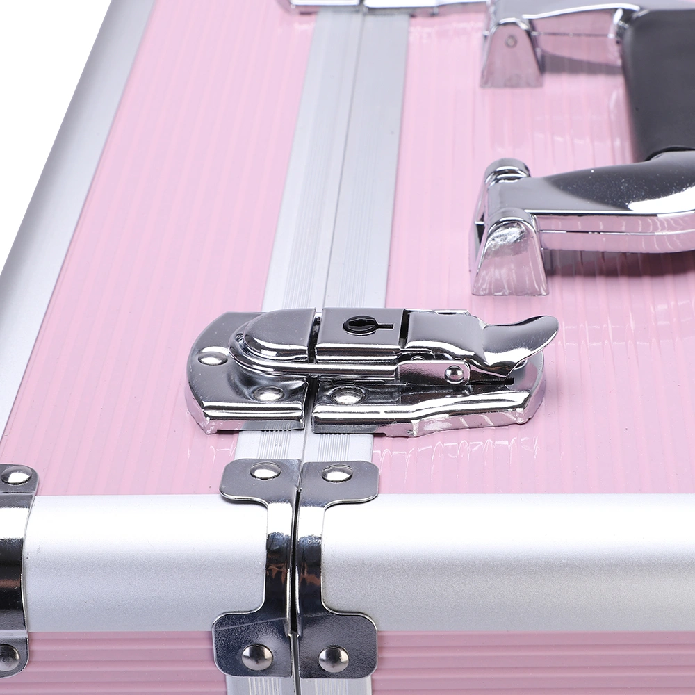 3pcs Aluminum Alloy Makeup Trolley Case with Universal Wheels, Portable Cosmetic Organizer Cart 14.2 x 9.4 x 41 inch, Pink view 12