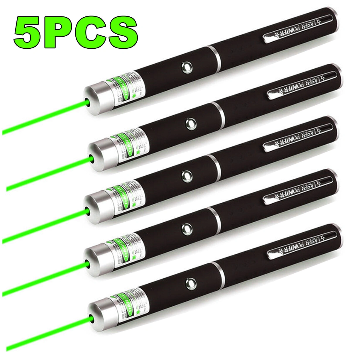 5PCS Laser Pointer Pen 532nm Green Beam 1mW Compact Keychain for Presentation
