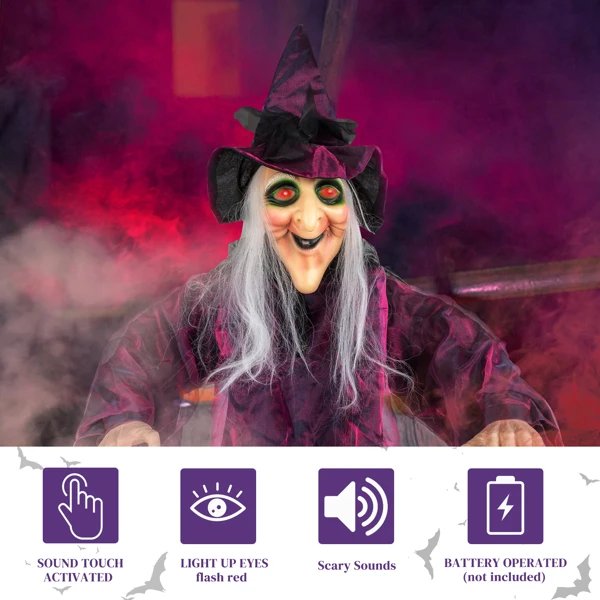 71in Life Size Hanging Witch Talking Halloween Everyday Decoration view 3