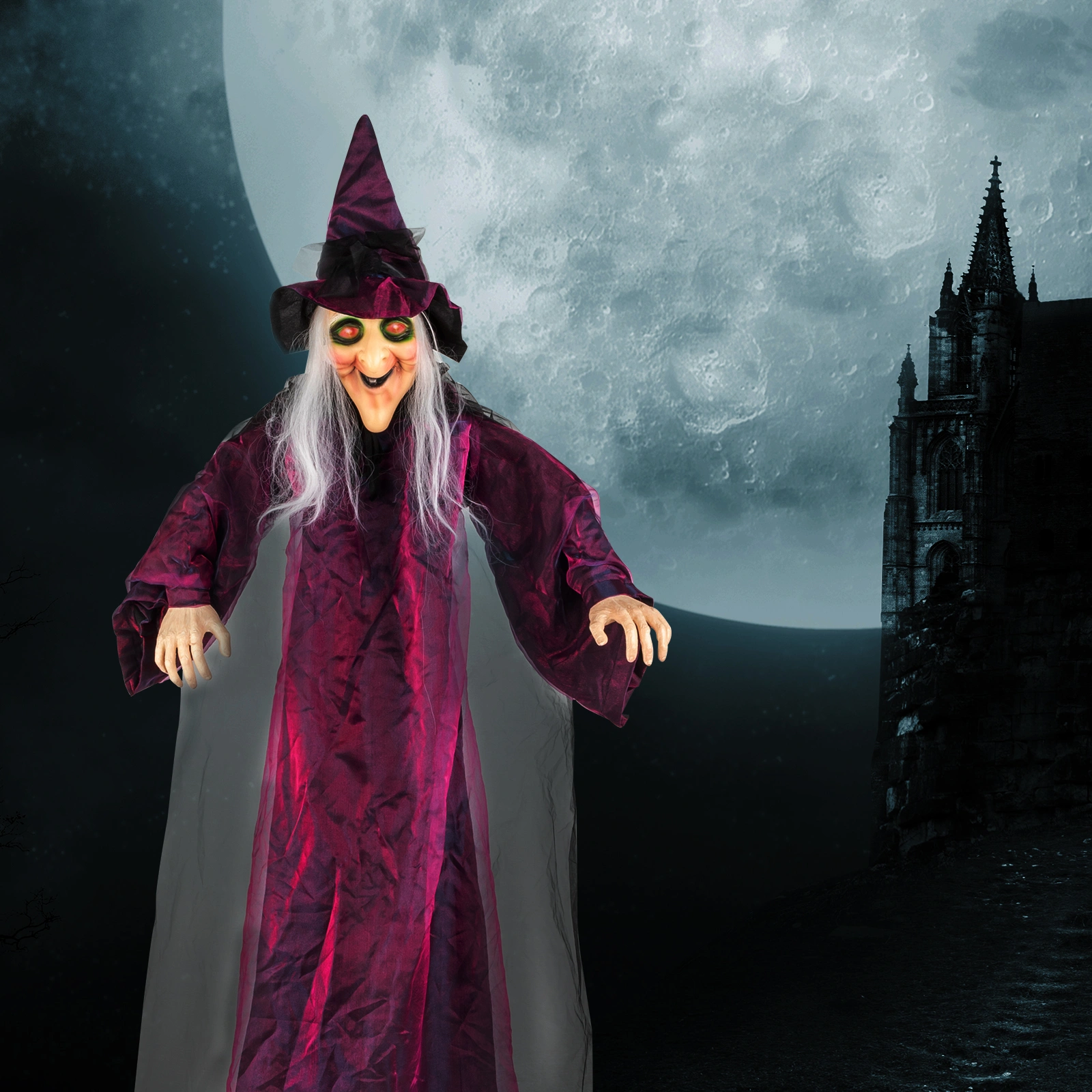 71in Life Size Hanging Witch Talking Halloween Everyday Decoration view 12