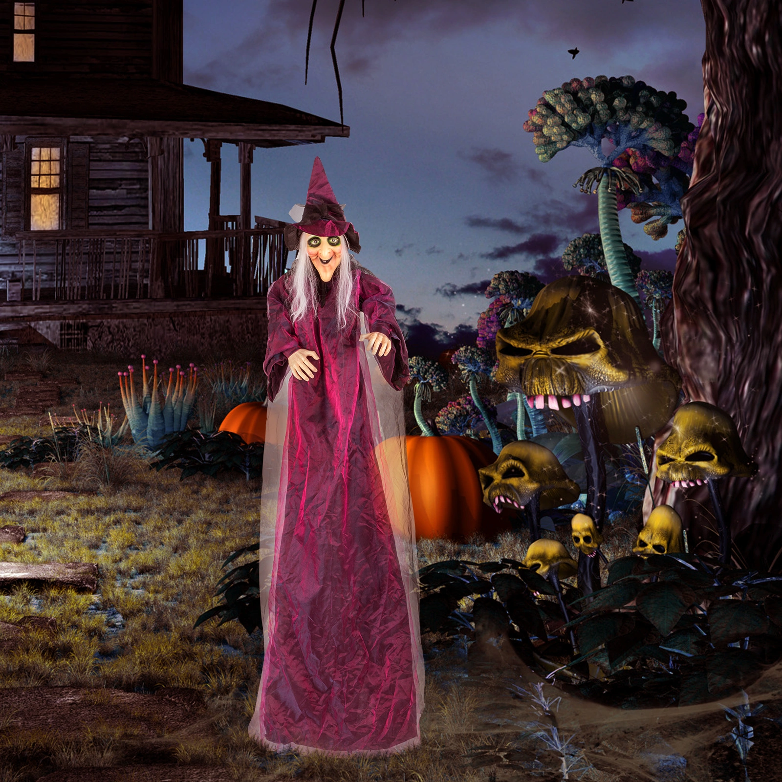 71in Life Size Hanging Witch Talking Halloween Everyday Decoration view 15