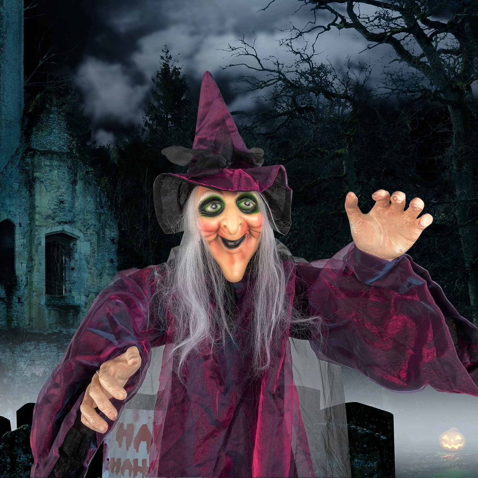 71in Life Size Hanging Witch Talking Halloween Everyday Decoration view 16