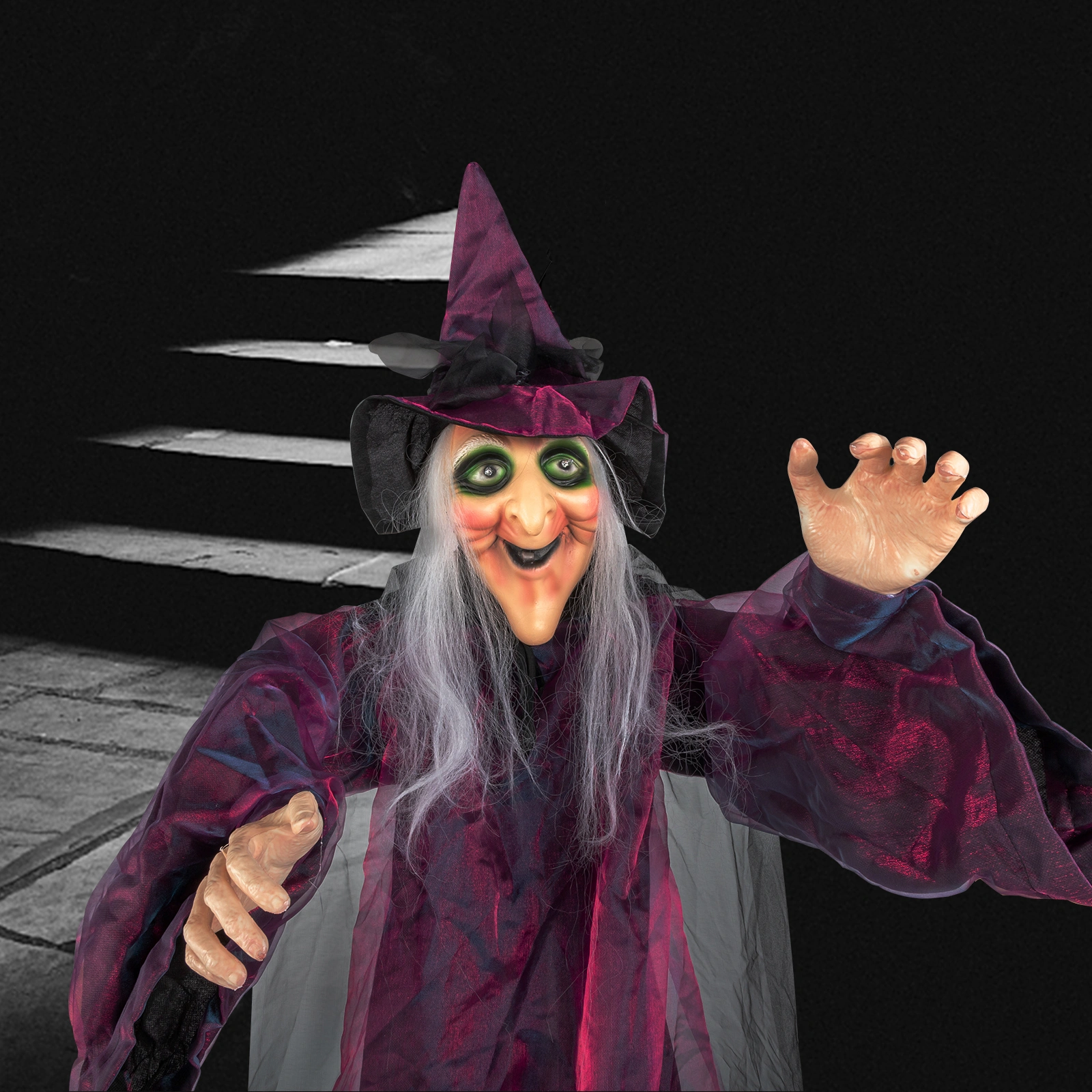 71in Life Size Hanging Witch Talking Halloween Everyday Decoration view 17