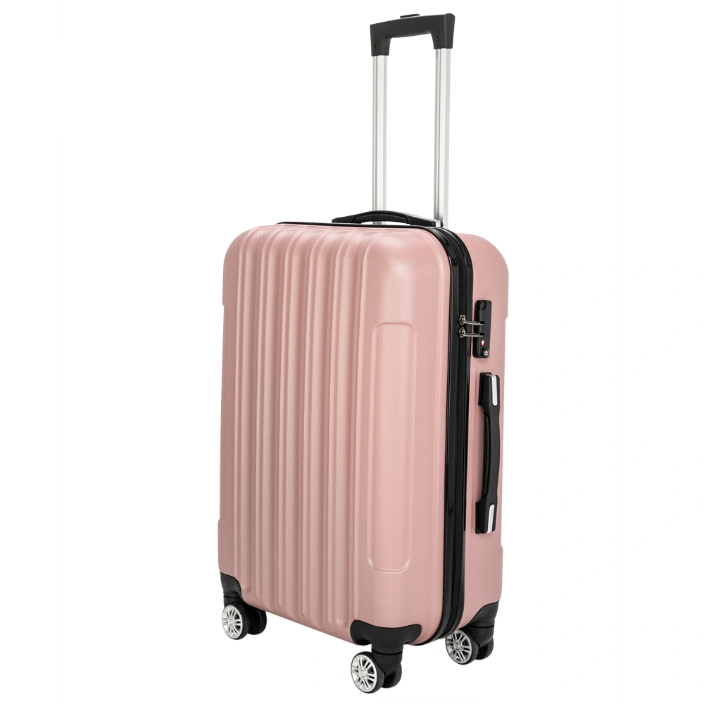 ABS Trolley Case 20in 24in 28in 3PCS Suitcase Set Striped Textured Suitcase Rose Gold view 2