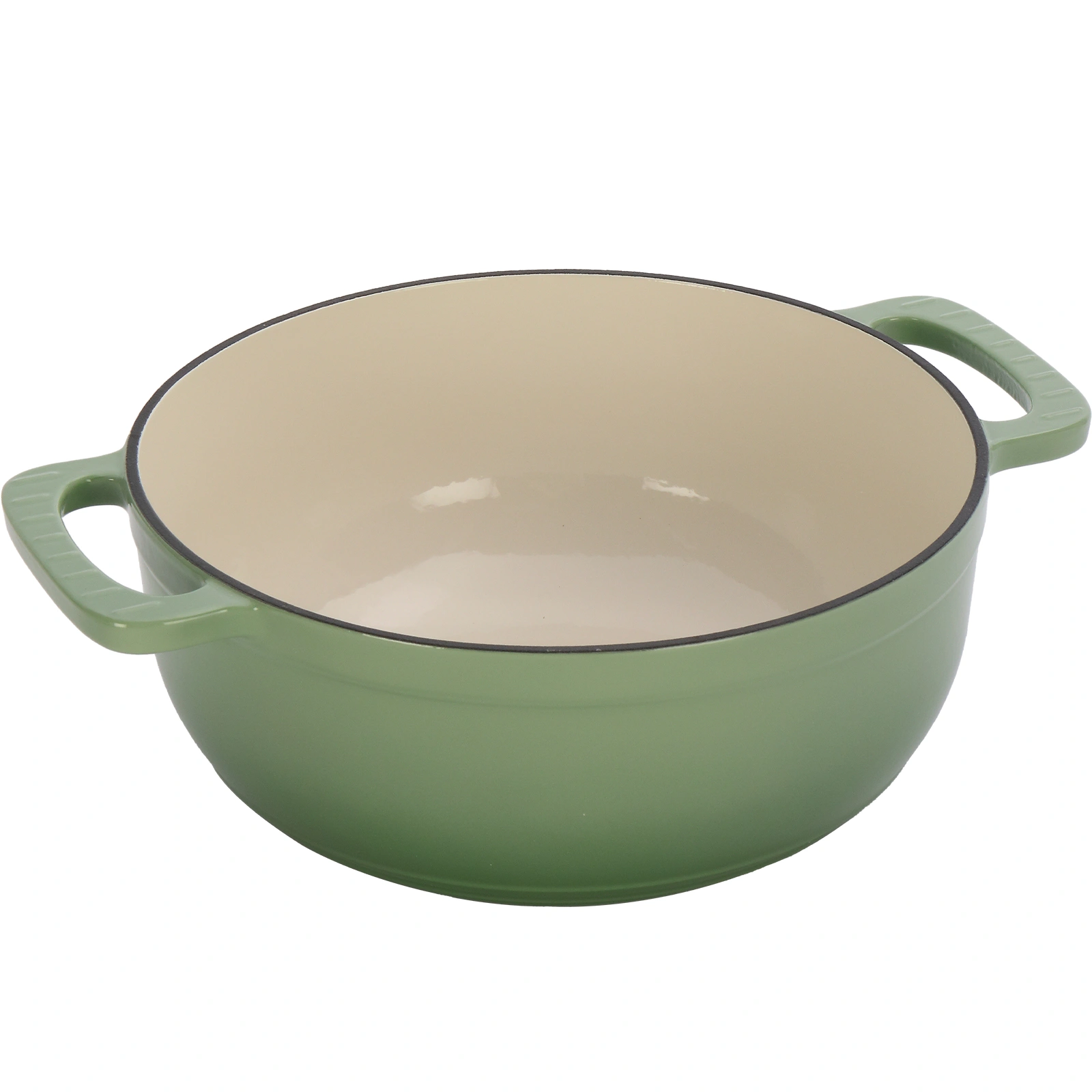 Cast iron 7.5QT cooking pot - Gradient green color - Includes two silicone gloves - Enamel pot view 2
