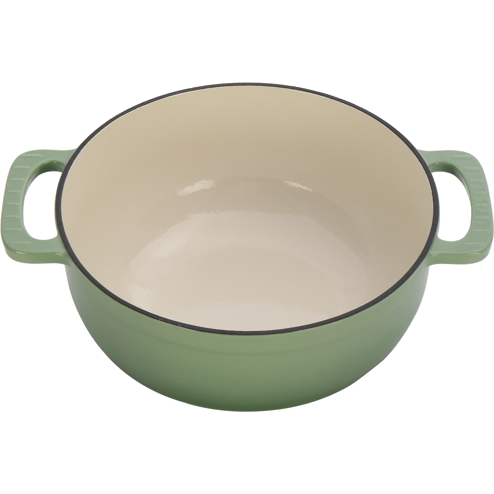 Cast iron 7.5QT cooking pot - Gradient green color - Includes two silicone gloves - Enamel pot view 3