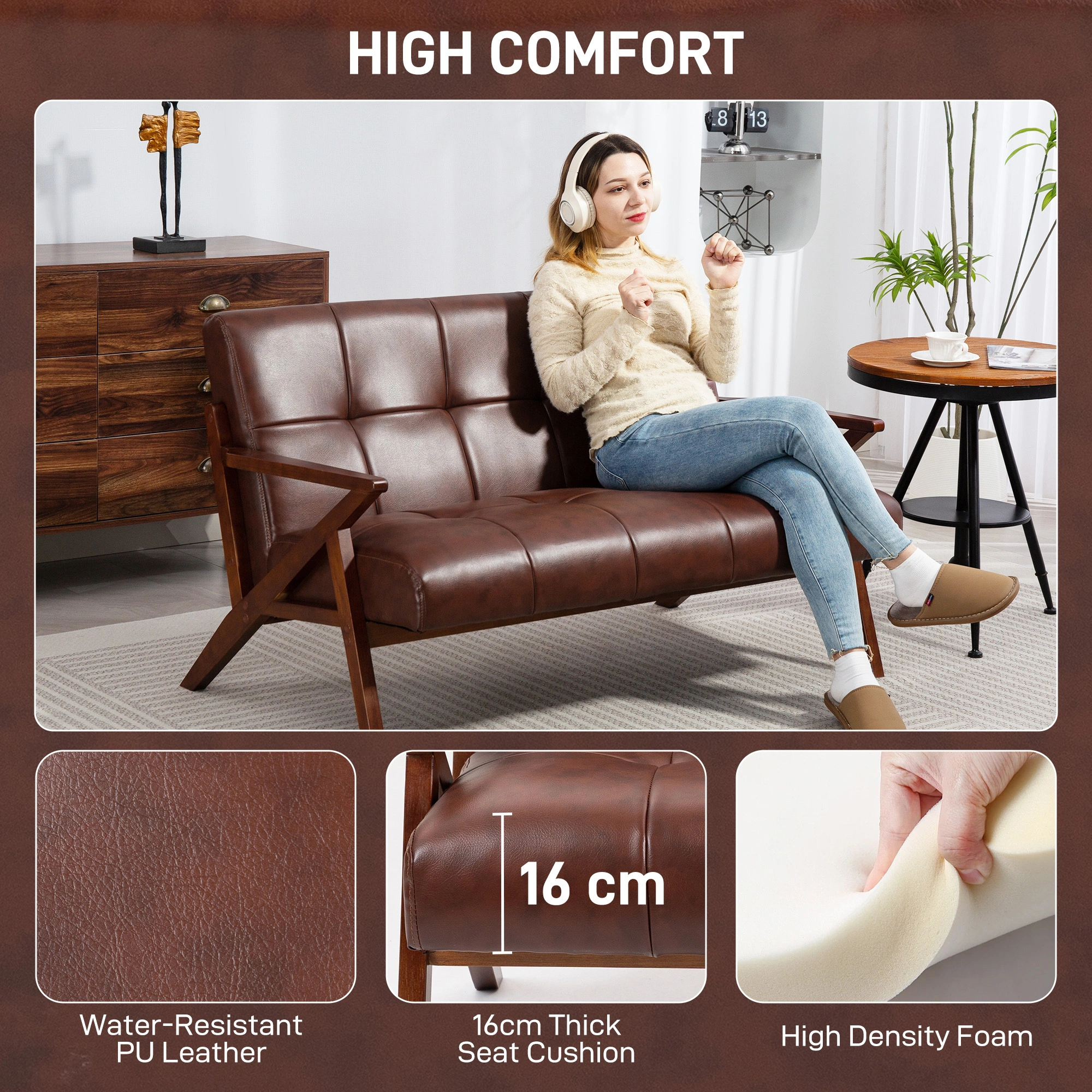 Modern Sofa Chair with Upholstered Seat, Compact Armchair for Living Room and Bedroom view 5