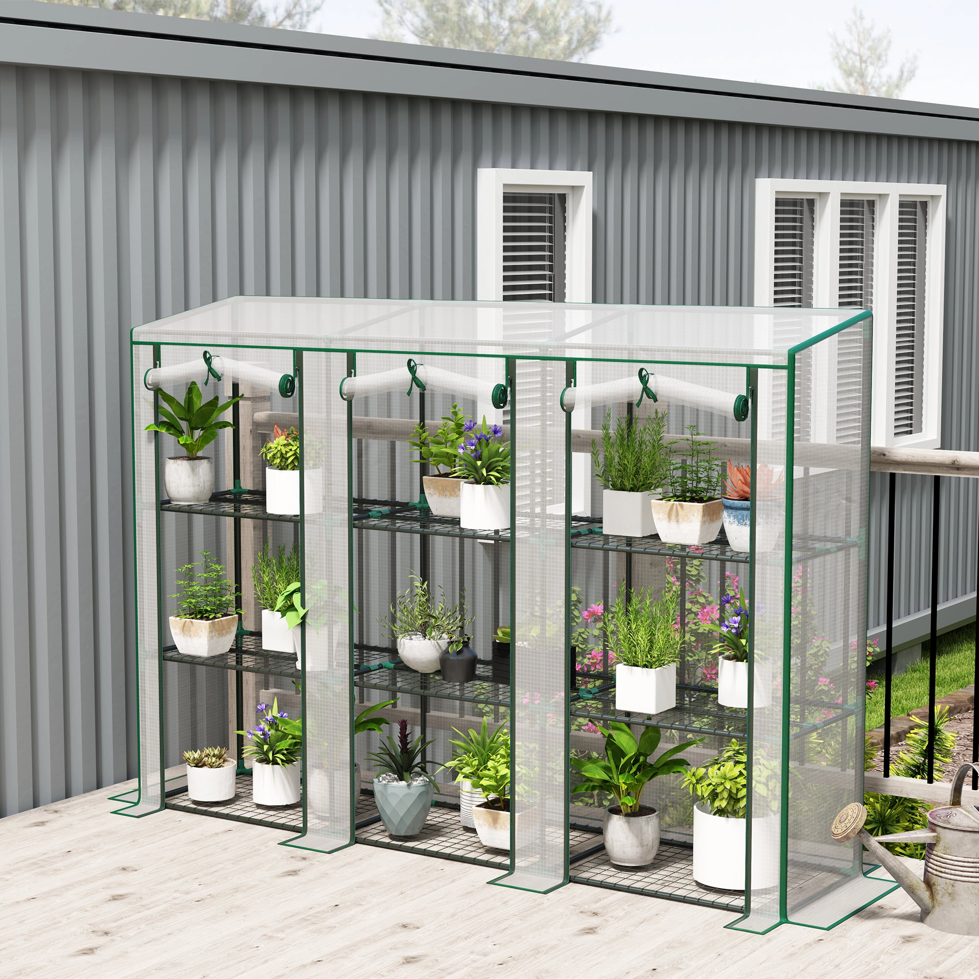Mini Greenhouse Tunnel 3-Tier Seed Starting Tray with Zipper Door - Portable Plant Grow House view 3