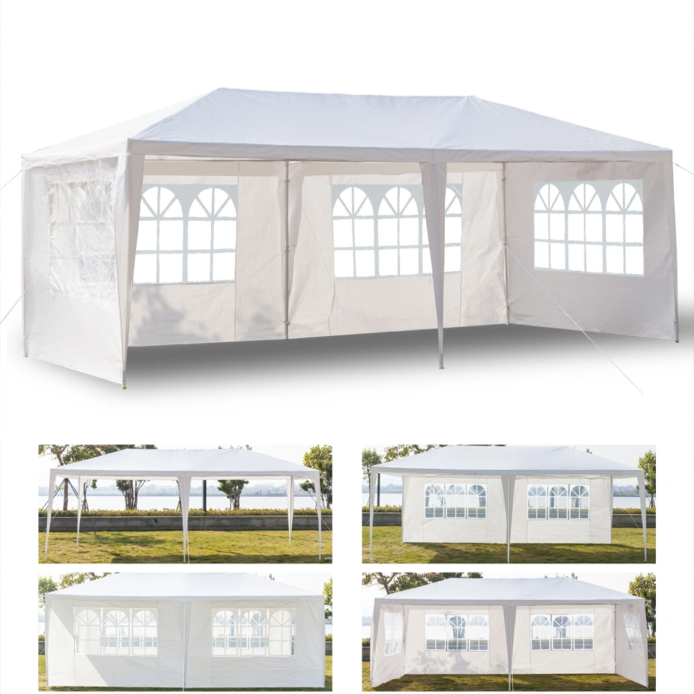 10'X20' Outdoor Party Tent with 4 Removable Sidewalls, Waterproof Canopy Patio Wedding Gazebo, White view 10