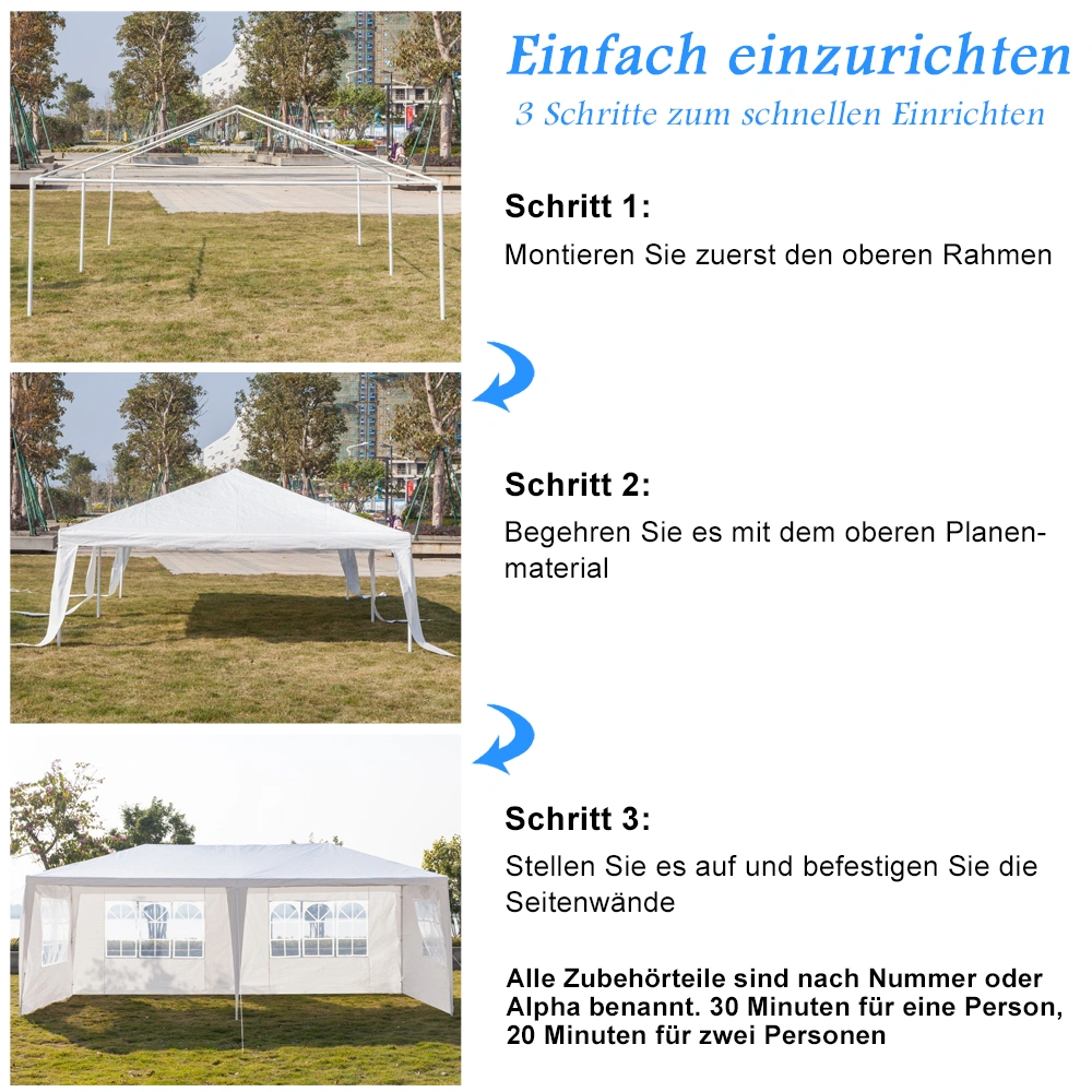 10'X20' Outdoor Party Tent with 4 Removable Sidewalls, Waterproof Canopy Patio Wedding Gazebo, White view 19